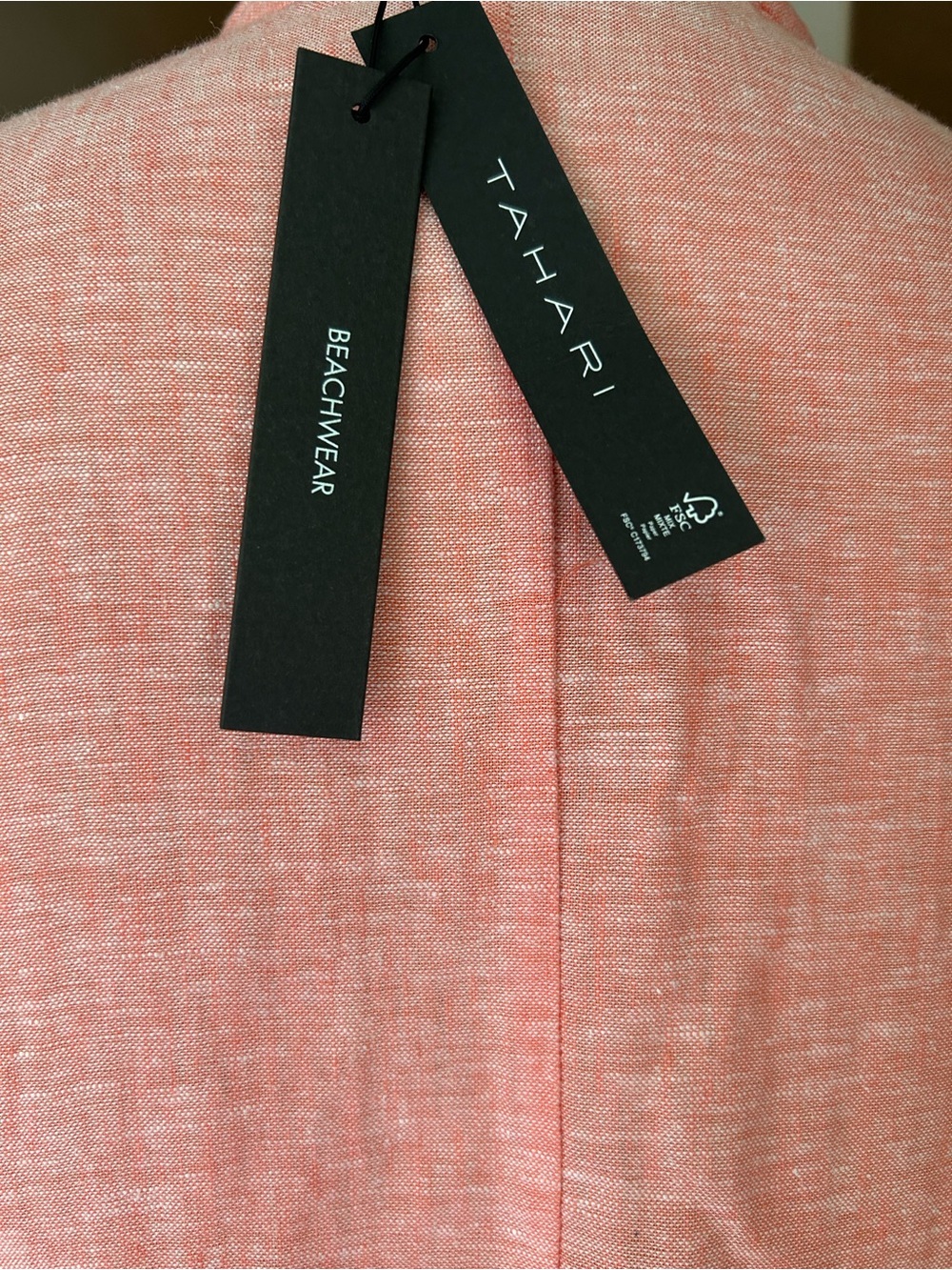 Tahari coral linen blend Swim Cover-Up Caftan dress small - Picture 7 of 12